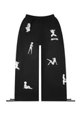 PANTALON DE JOGGING OVERSIZE À STRASS UNREALISTIC IDEALS NOIR