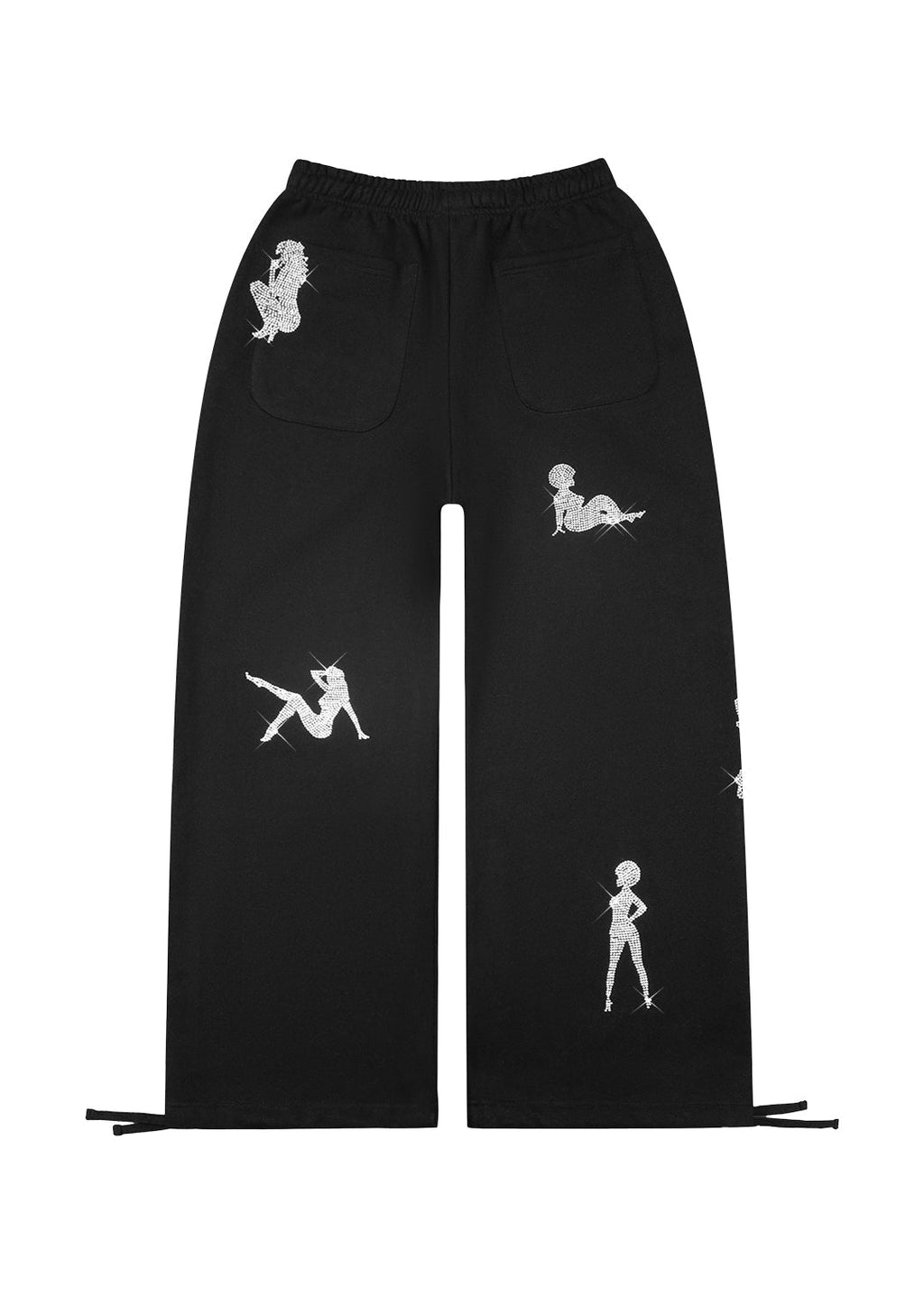 PANTALON DE JOGGING OVERSIZE À STRASS UNREALISTIC IDEALS NOIR
