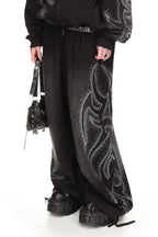 VISION RHINESTONE OVERSIZED SWEATPANTS WASHED BLACK
