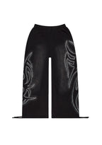 VISION RHINESTONE OVERSIZED SWEATPANTS WASHED BLACK