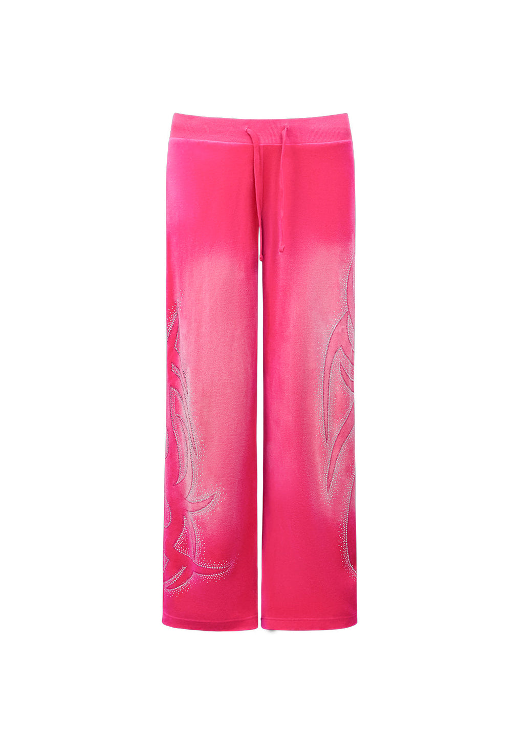 Pantaloni della tuta in velluto con strass VISION rosa acceso slavato