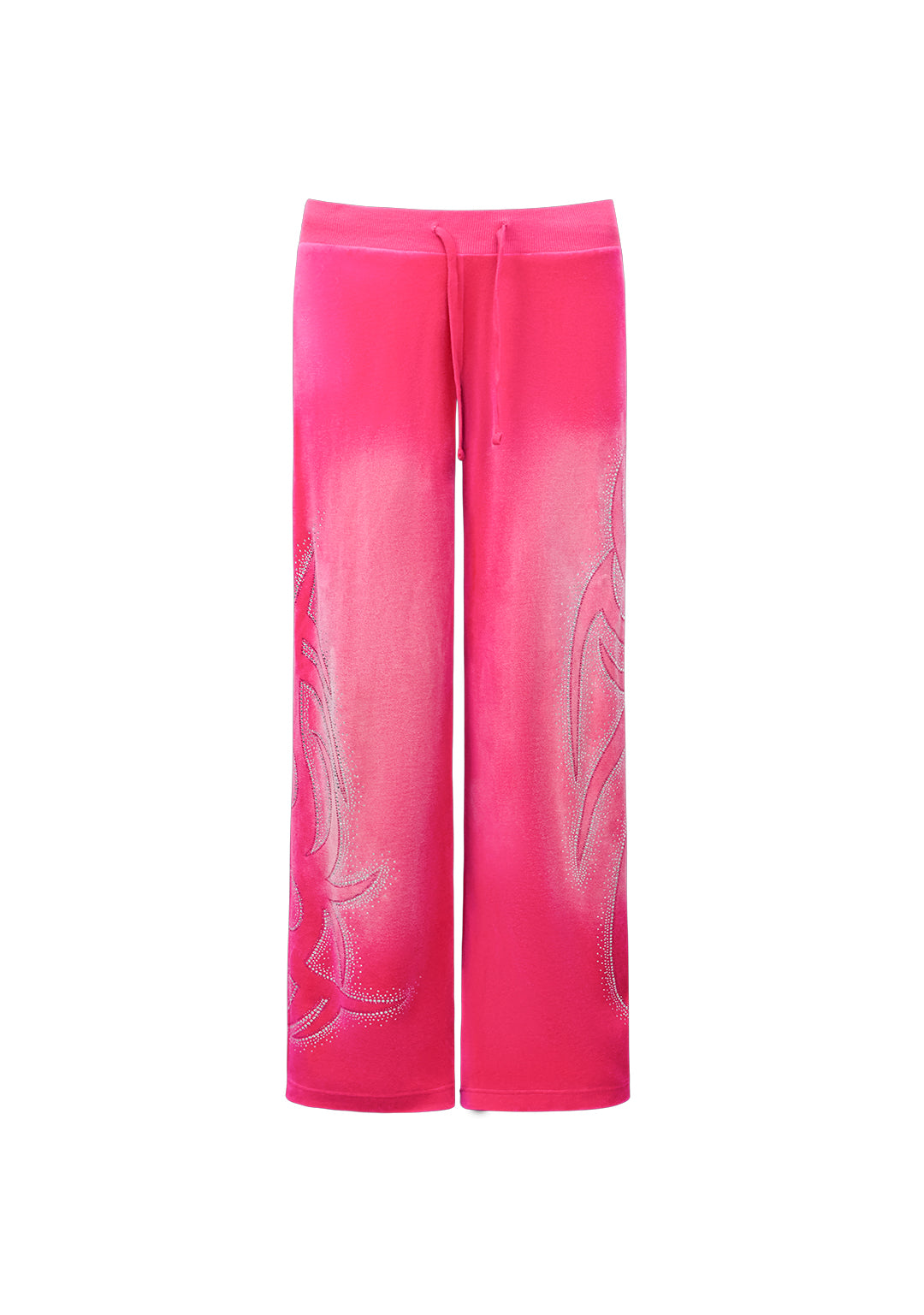 Pantaloni della tuta in velluto con strass VISION rosa acceso slavato