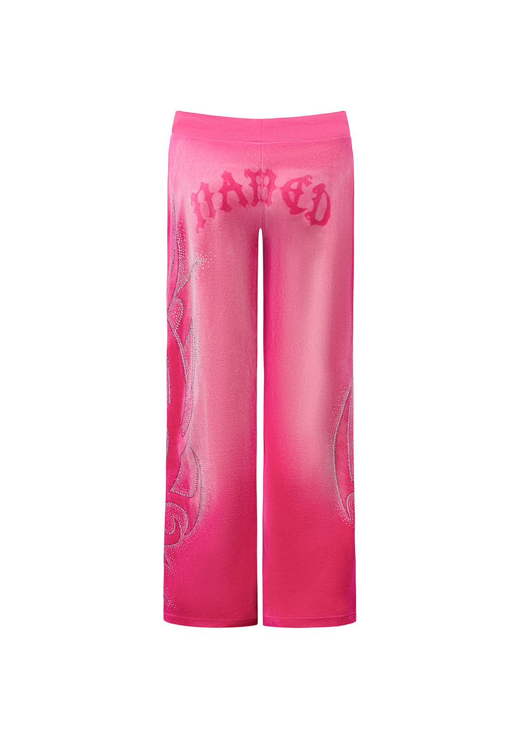Pantaloni della tuta in velluto con strass VISION rosa acceso slavato