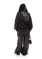 VISION RHINESTONE ZIP HOODIE WASHED BLACK