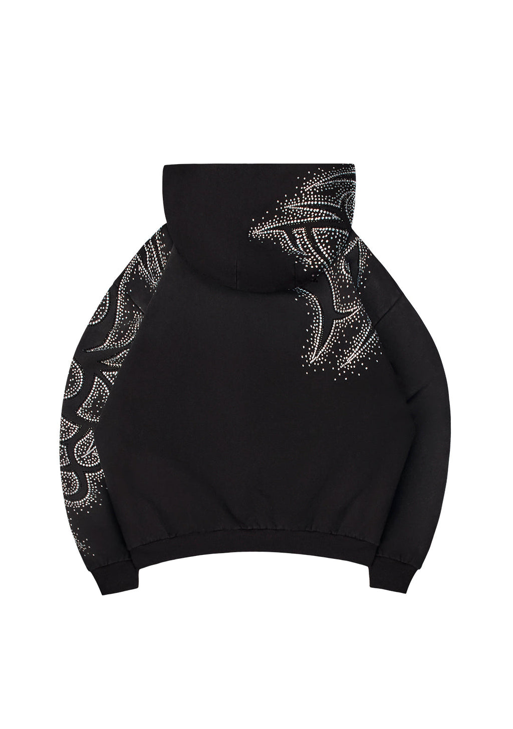 VISION - bluza z kapturem i zamkiem z kryształkami, sprana czarna