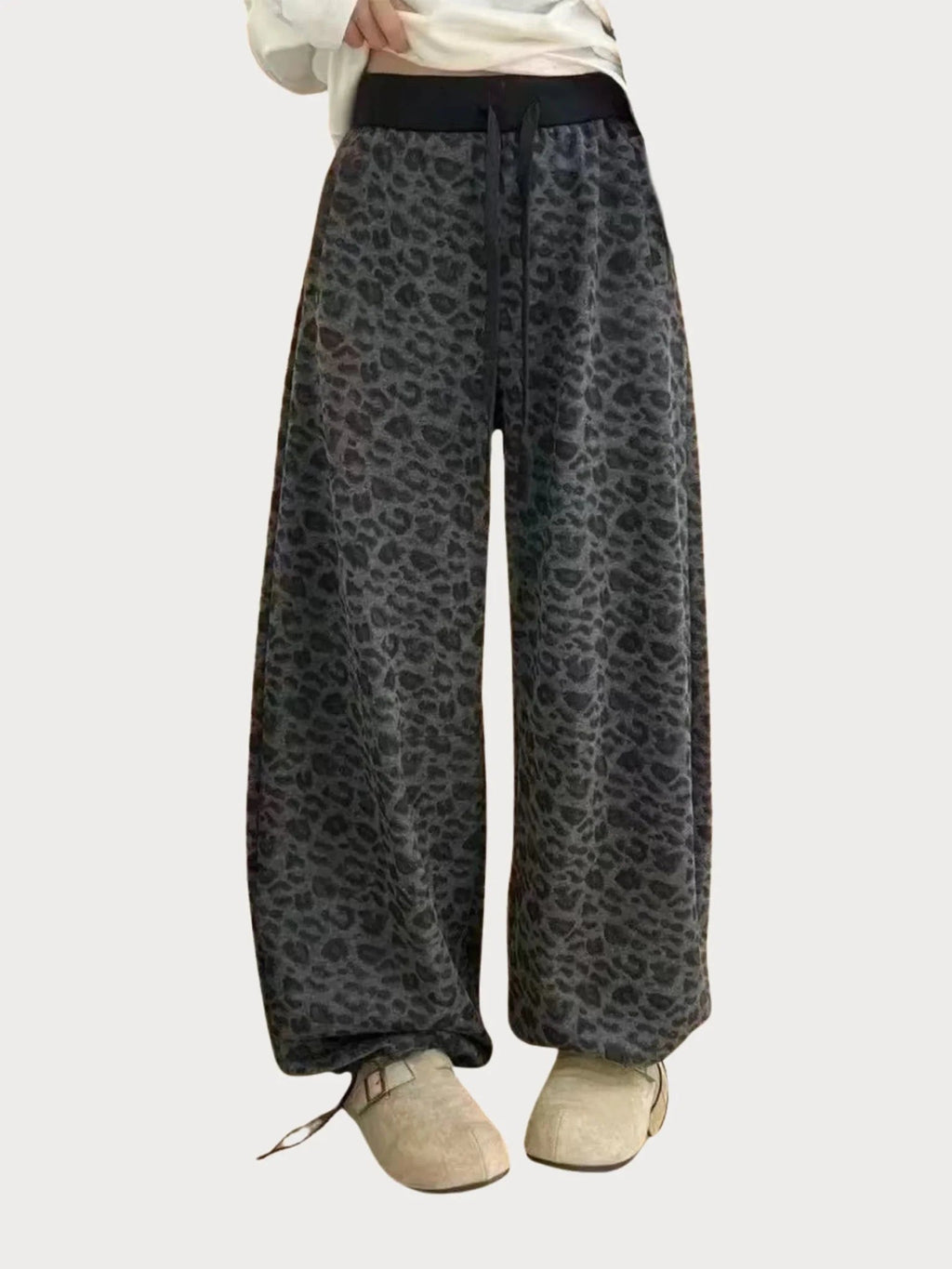 Pantalon léopard confortable doublé en polaire