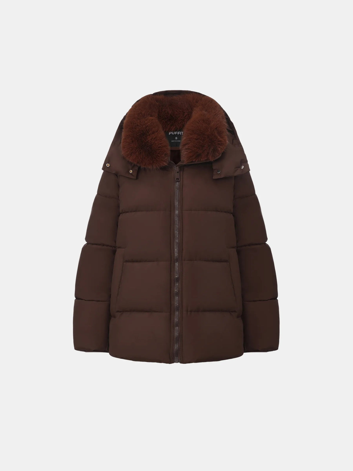 Detachable Faux Fur Collar Hooded Puffer