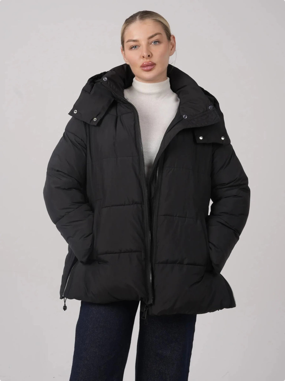 Detachable Faux Fur Collar Hooded Puffer