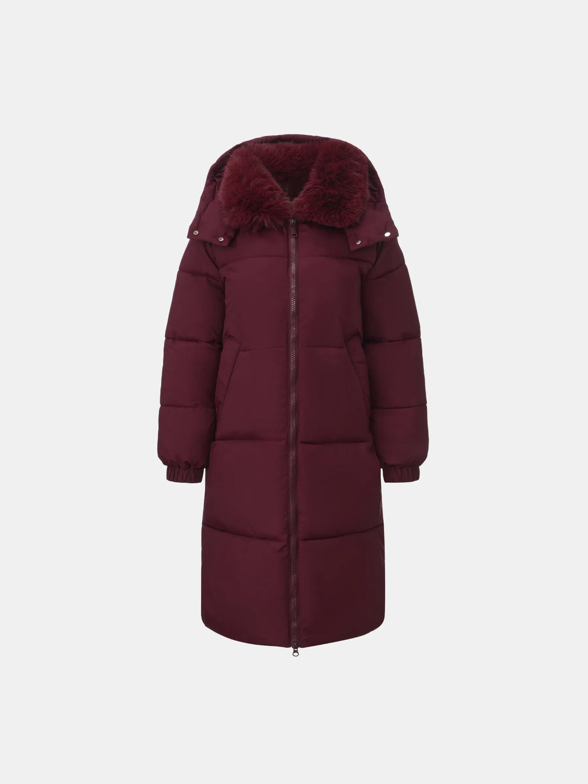 Faux Fur Collar Long Puffer Jacket