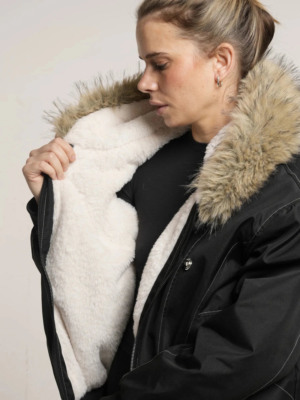 Faux Fur Lined And Trim Bomber Jacket