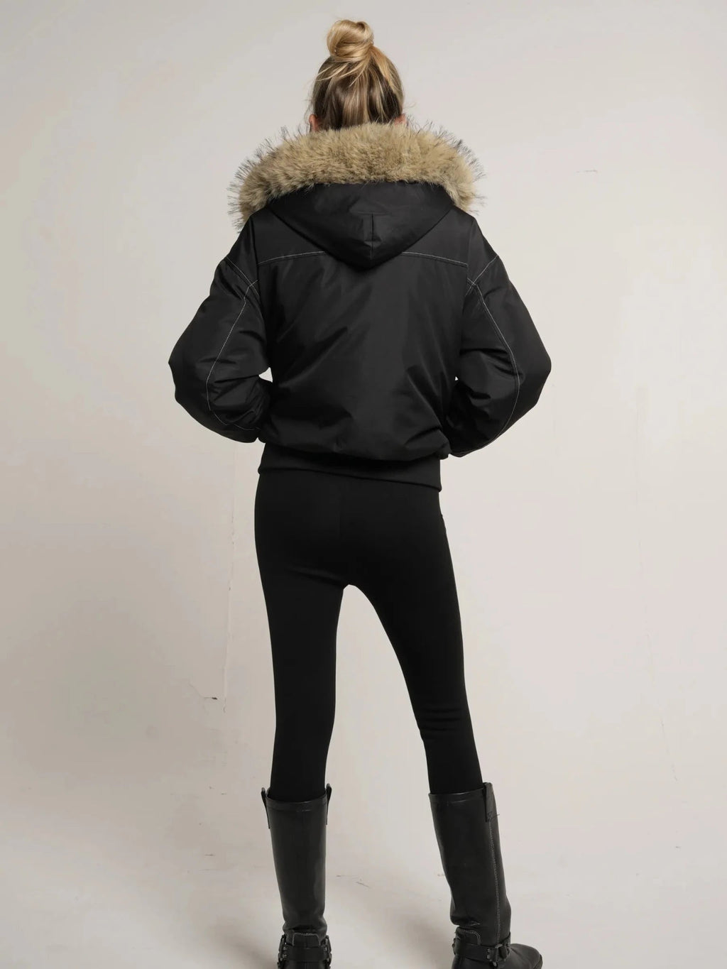Faux Fur Lined And Trim Bomber Jacket
