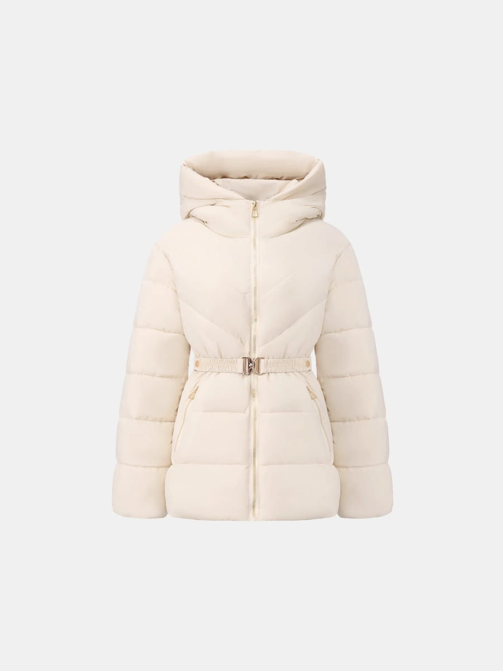 Gold-tone Belted Puffer Jacket