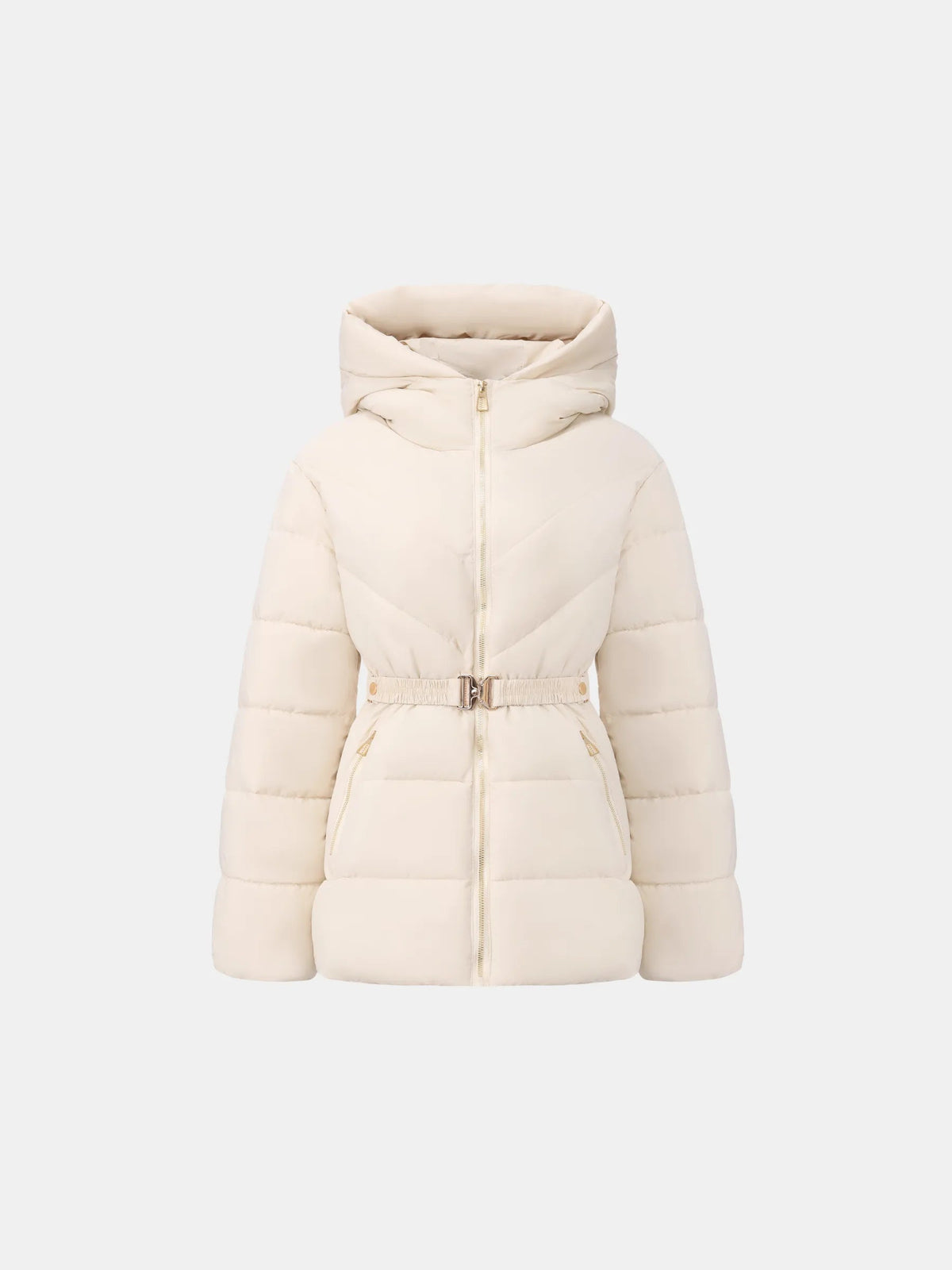 Gold-tone Belted Puffer Jacket