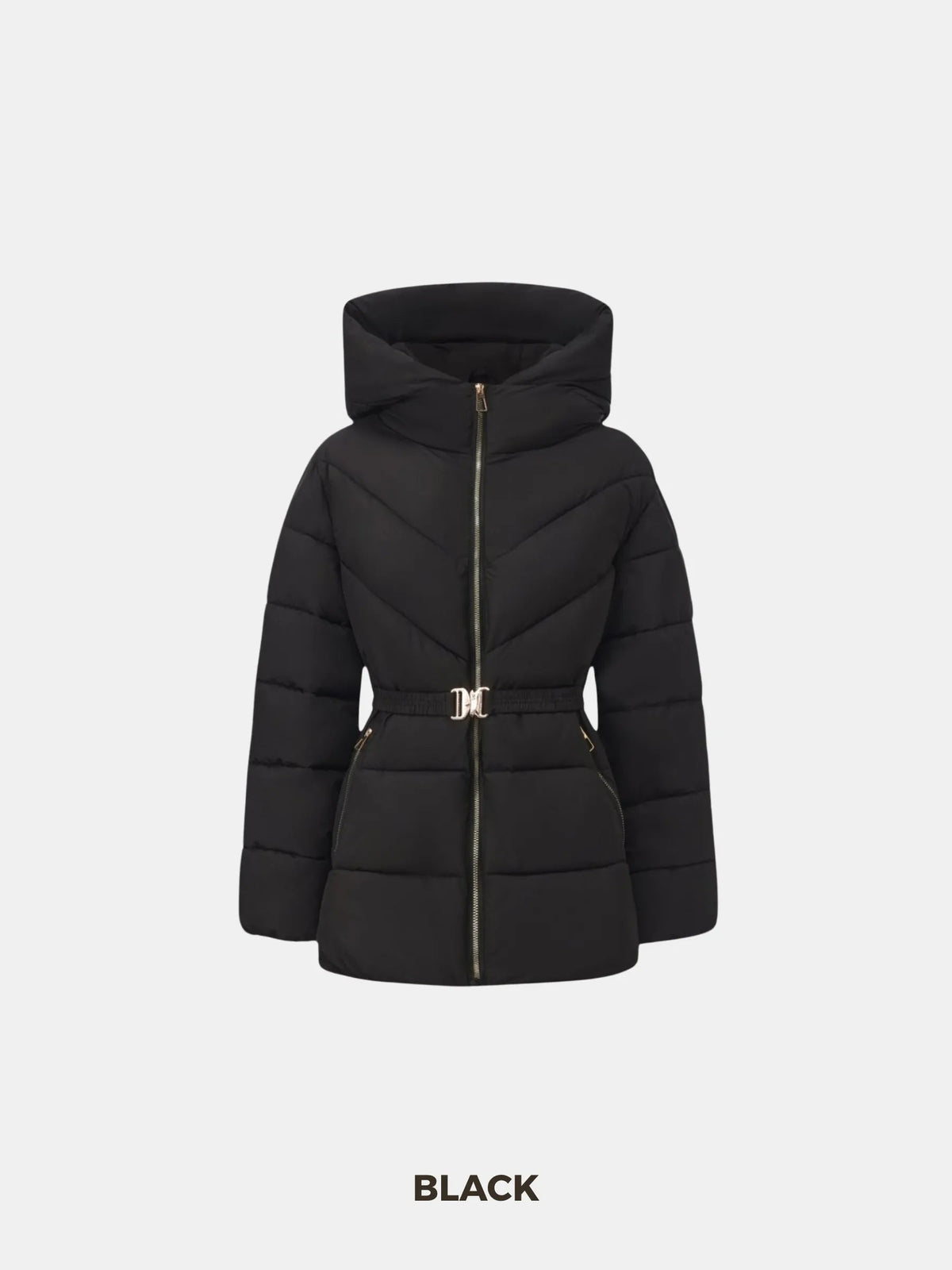 Gold-tone Belted Puffer Jacket