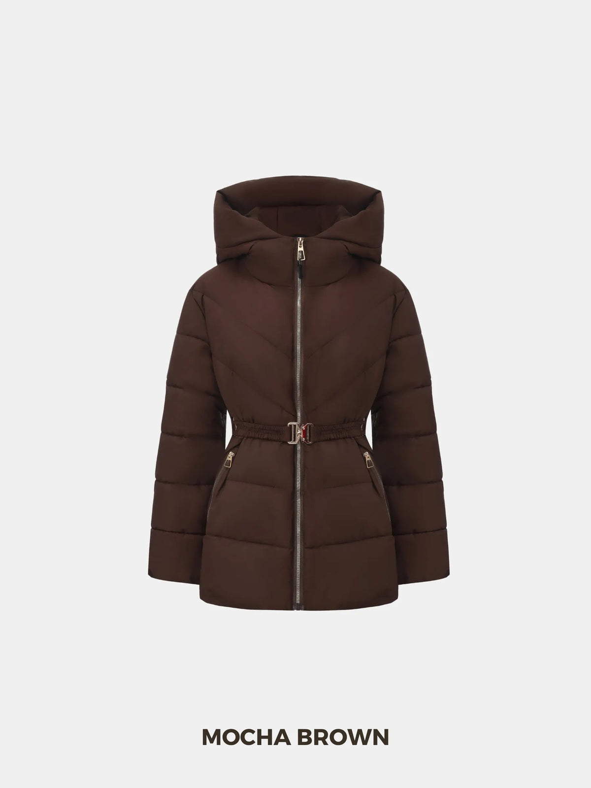 Gold-tone Belted Puffer Jacket