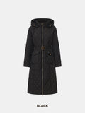 Manteau long matelassé à losanges avec ceinture