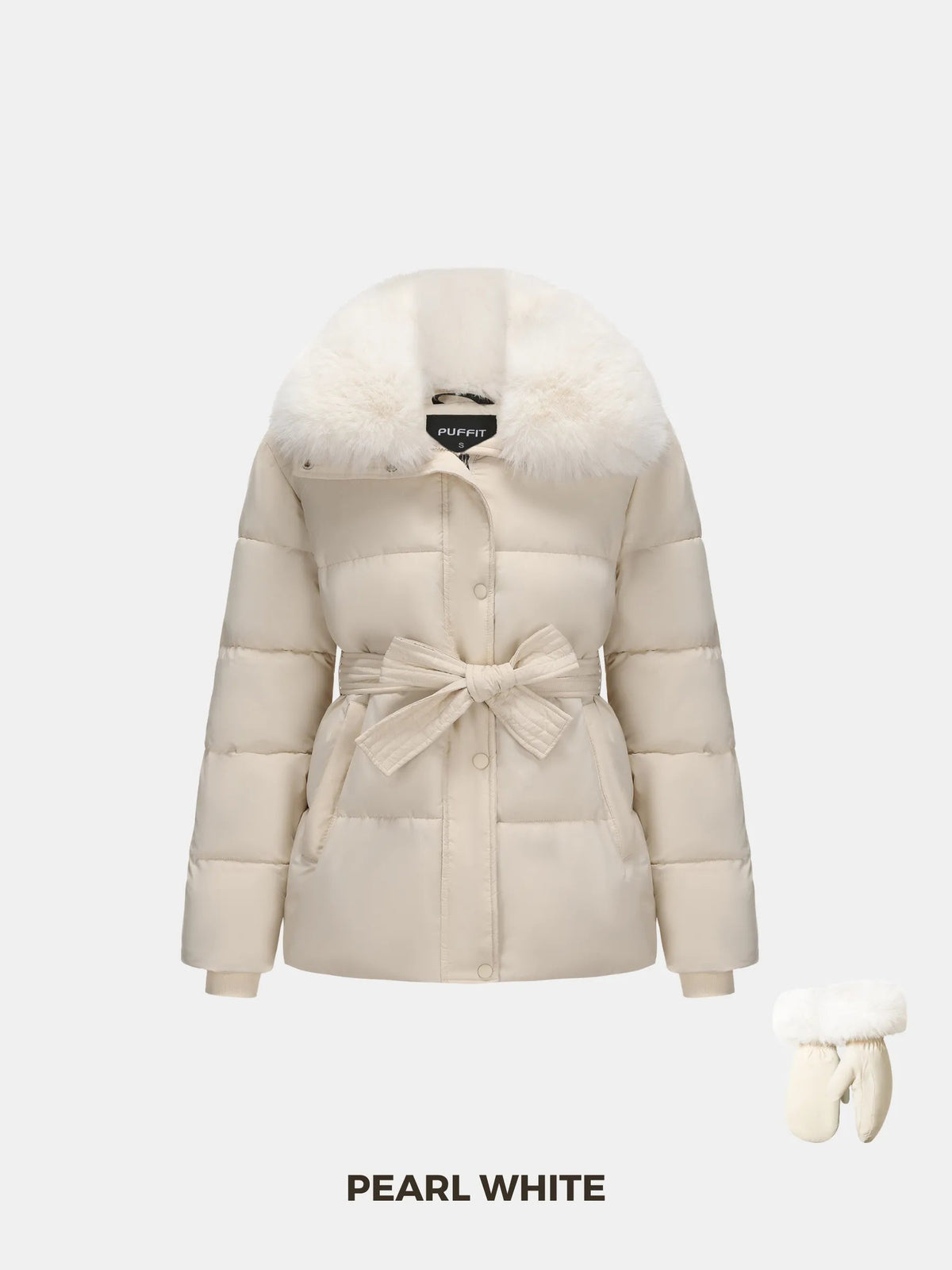 Elevated Detachable Faux Fur Collar Puffer With Belt