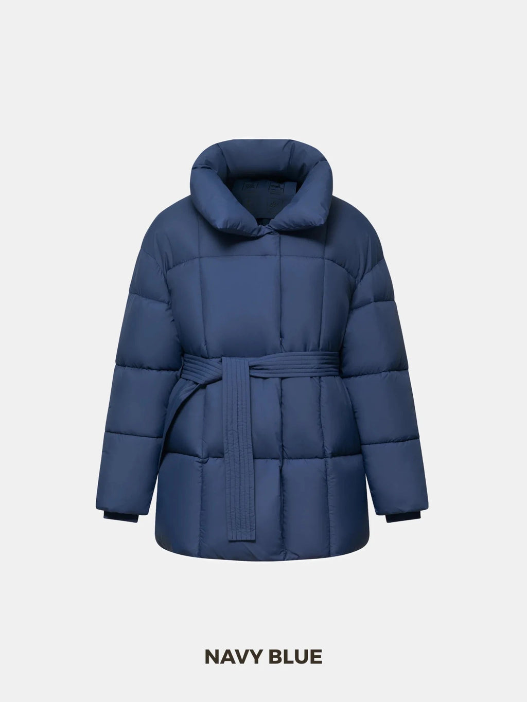 Cappotto casual premium da donna, piumino di media lunghezza con cintura
