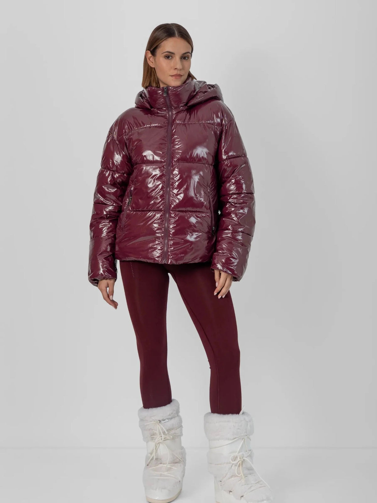 Shiny Black Detachable Hooded Puffer Jacket