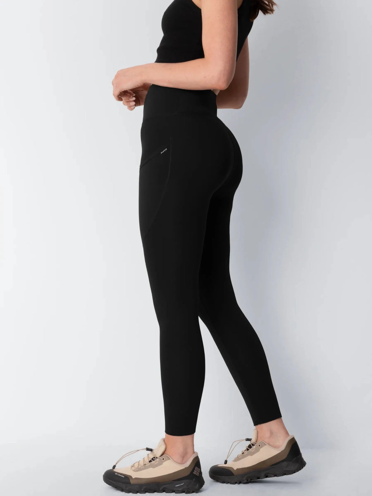 Termiczne legginsy modelujące z dzianiny polarowej w kropki, rozciągliwe