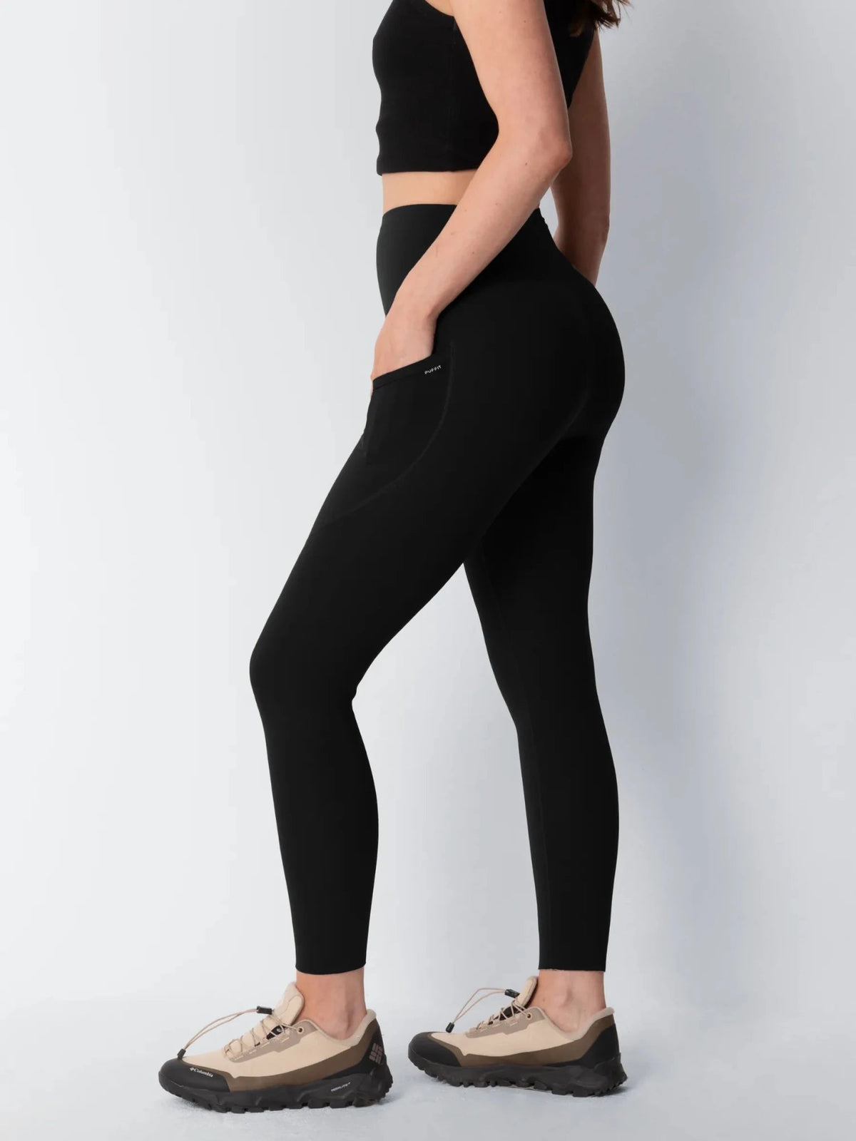 Termiczne legginsy modelujące z dzianiny polarowej w kropki, rozciągliwe