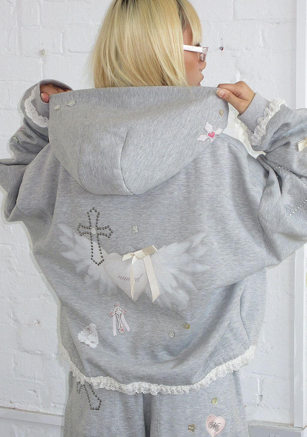 Felpa con cappuccio con zip WHISPER grigio mélange