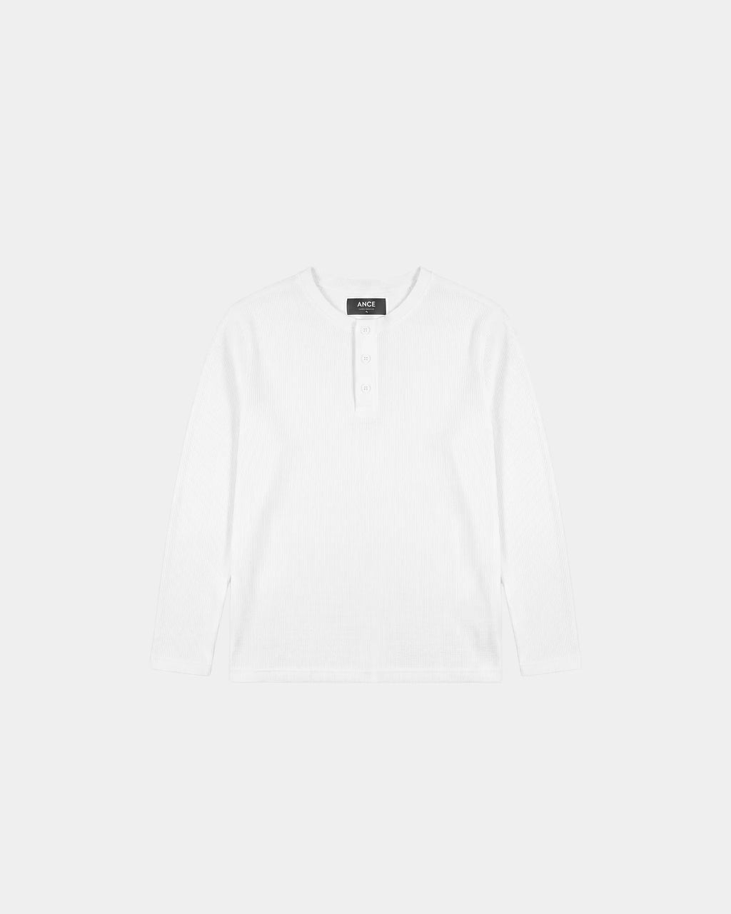 Waffel-Henley-Langarmshirt in Weiß