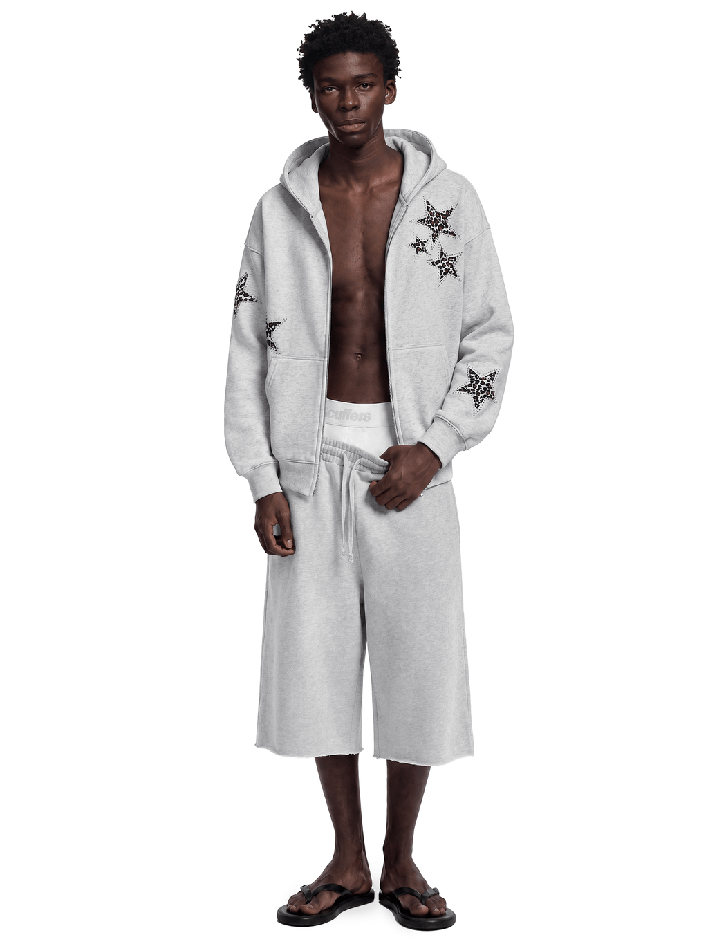 Sweat à capuche zippé léopard avec étoile