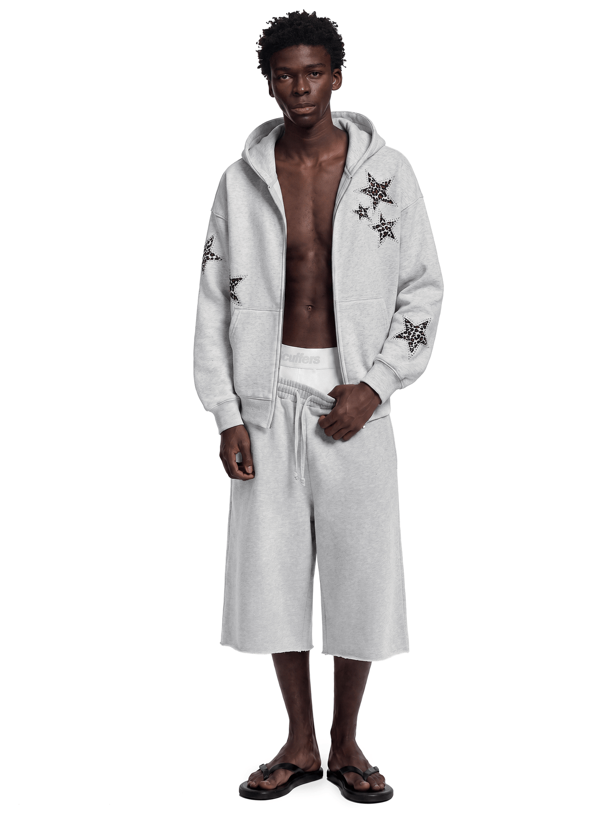 Sweat à capuche zippé léopard avec étoile