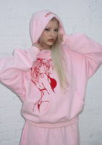 X-RATED PULLOVER HOODIE BABY PINK